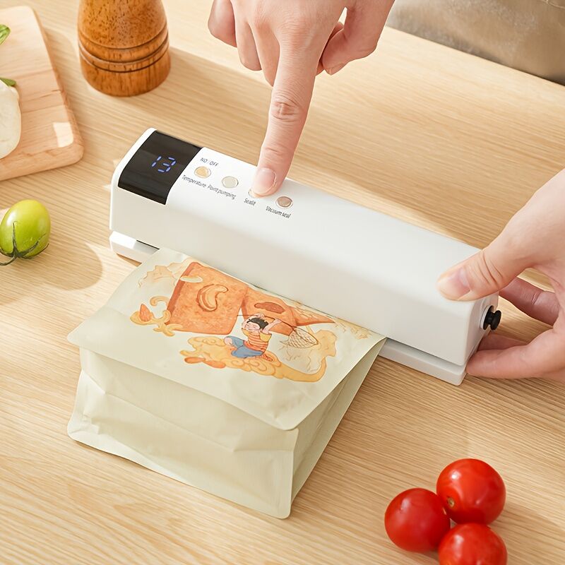 **1pc white Portable Wireless Vacuum Sealer｜USB Charging Compact Design, One-Touch Sealing for Long-Lasting Freshness, Ideal for Home & Outdoor Use**