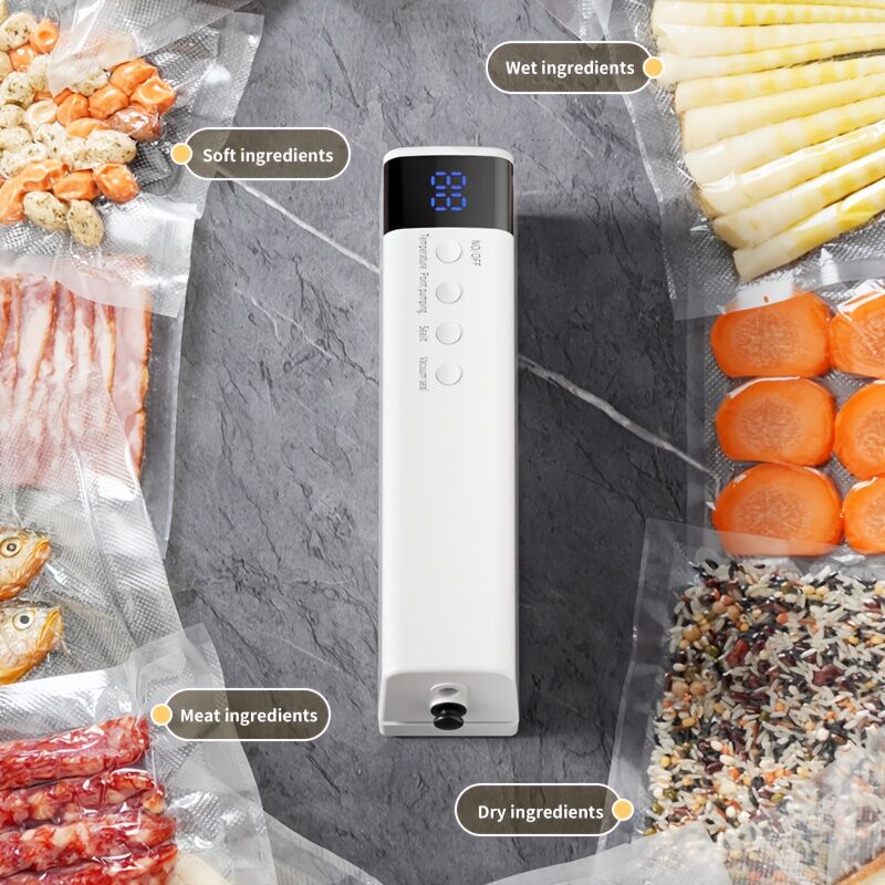 **1pc white Portable Wireless Vacuum Sealer｜USB Charging Compact Design, One-Touch Sealing for Long-Lasting Freshness, Ideal for Home & Outdoor Use**