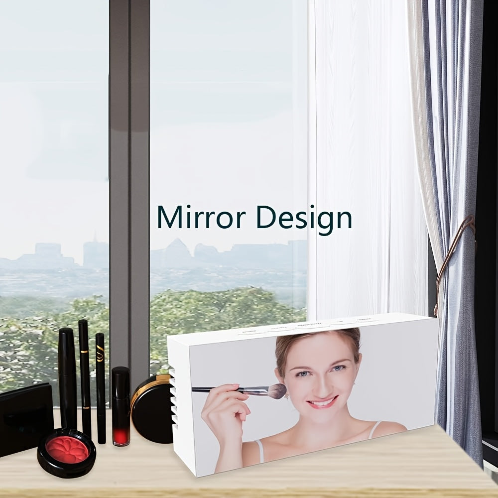 LED Mirror Desk Clock with Snooze Function & Temperature Display Digital Alarm Clock, Large LED Display Mirror Clock with Snooze, Adjustable Brightness, Suitable for Home Bedroom Living Room Office Travel (White)