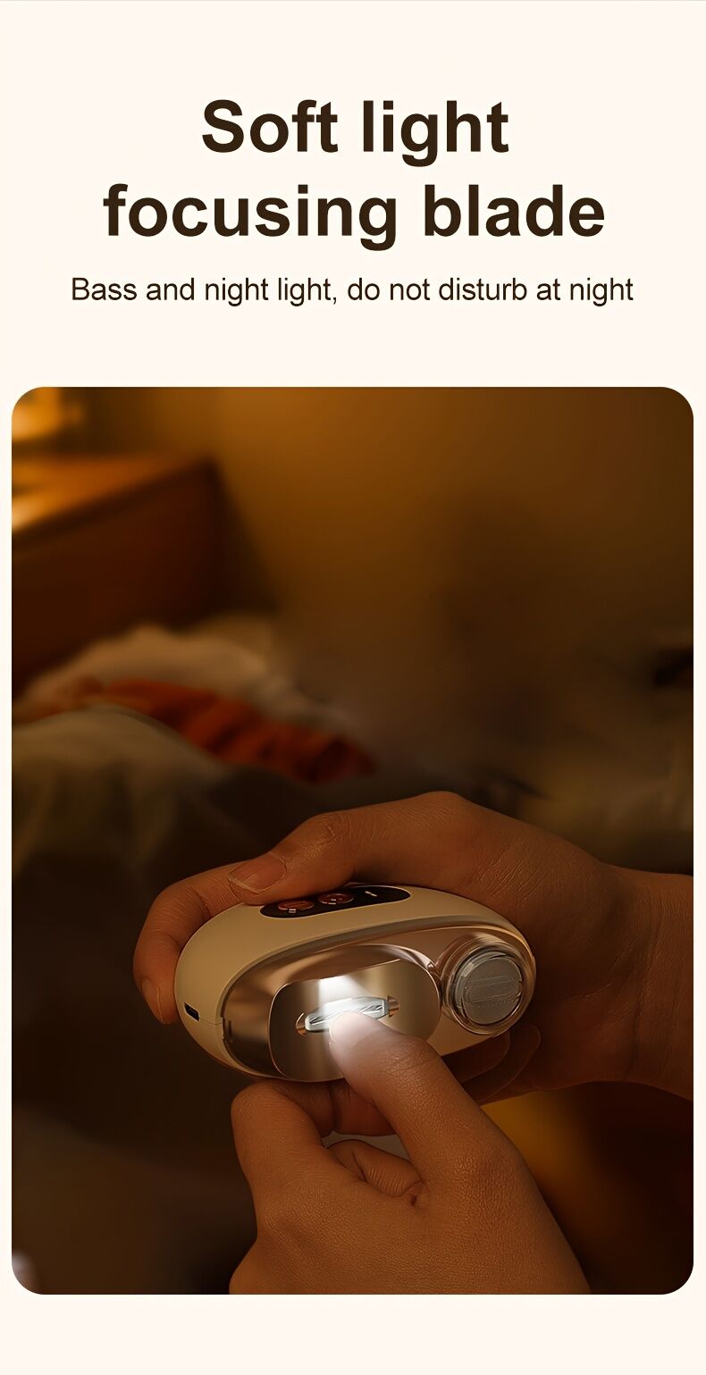 Smart Electric Nail Clipper 2-in-1 Polishing & Grooming Tool, USB Rechargeable, 500mAh Li-Polymer Battery. Features Anti-Cut Protection, Grinding, and Illumination. Suitable for Nail Trimming, Filing, Polishing, and Shaping. （orange）