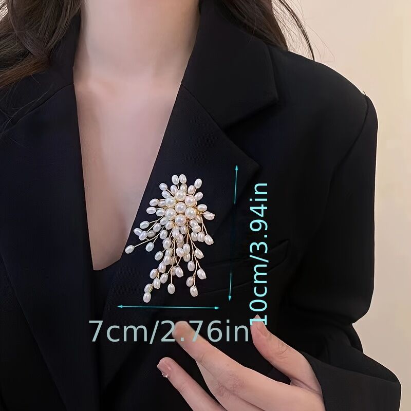 Pearl Firework Brooch, Elegant and Luxurious Corsage with a Sophisticated Sense of Style for Suits, Sweaters, Coats, and Outerwear Decoration Pin