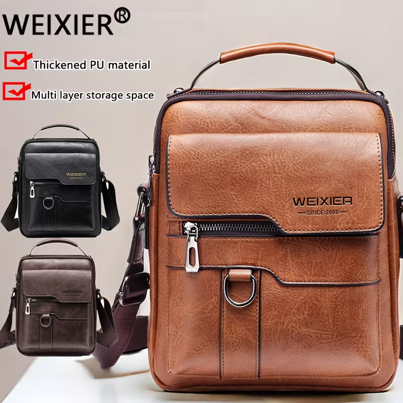 Men's retro crossbody bag (black) : High quality with multiple compartments, practical and versatile. It is the top choice for Father's Day, Valentine's Day and Christmas gifts