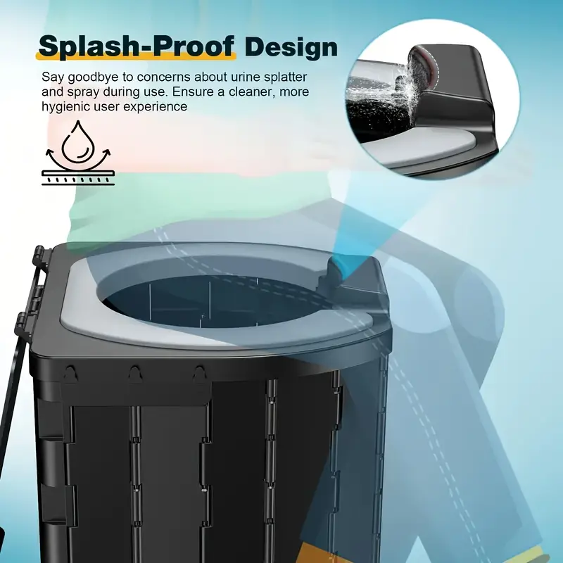 Portable folding toilets with PU seat cushions and portable toilets with covers, suitable for RVS, cars, camping and hiking