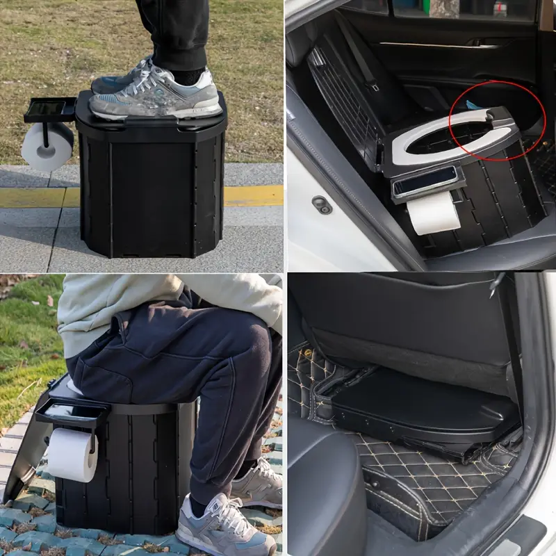 Portable folding toilets with PU seat cushions and portable toilets with covers, suitable for RVS, cars, camping and hiking