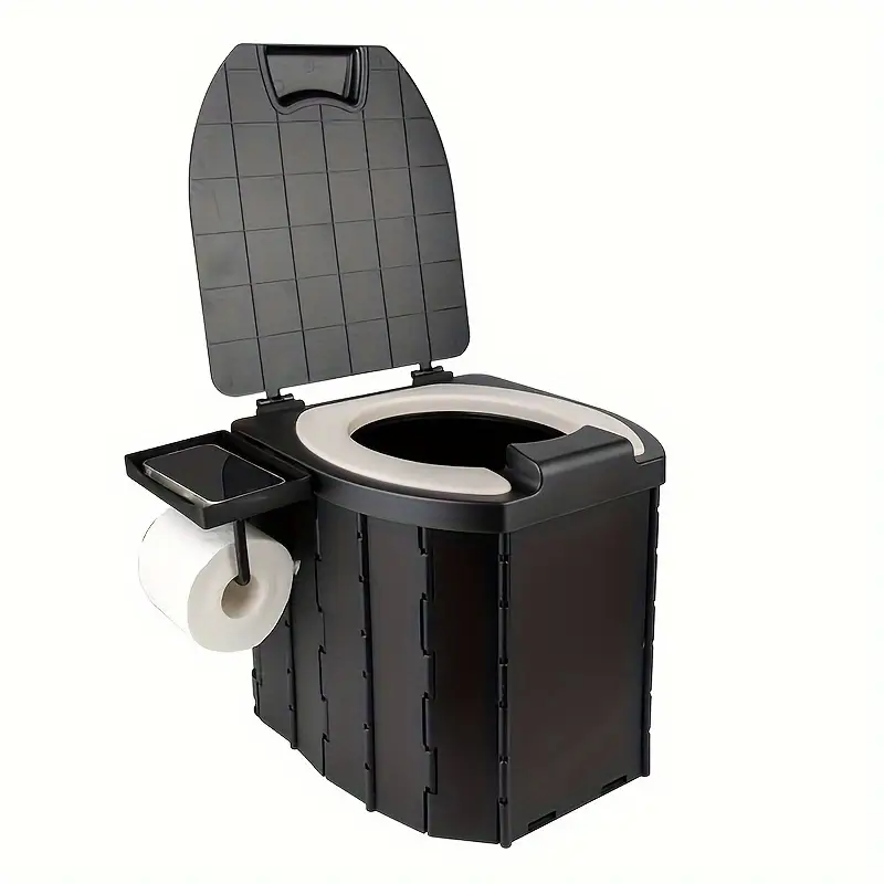 Portable folding toilets with PU seat cushions and portable toilets with covers, suitable for RVS, cars, camping and hiking