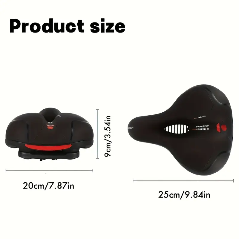 Wide, cushioned, and shock-absorbing bike saddle with memory foam and waterproof design – ensures ultimate comfort and support for every ride, whether on MTB, road, or indoor exercise bikes.