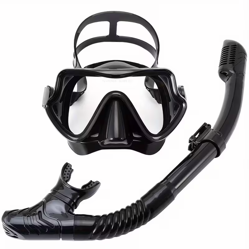 Snorkeling mask breathing tube set, large frame silicone mask, leak-proof and anti-fog snorkeling mask, swimming goggles for men and women