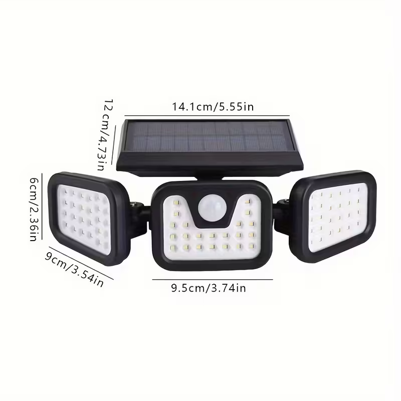 (2-piece set)74 LED solar sensor lights with motion sensors, 3-level brightness mode outdoor wall lights, suitable for front doors, courtyards, garages, and terraces