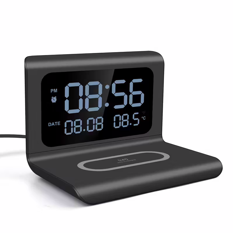 3-in-1 wireless charger, time and temperature display, bedroom desk alarm clock, iPhone 16 15 14 13 12 11 Pro Max/Mini/Plus/XR/X/8 AirPods 2/3/4/Pro/Pro 2 charging dock AirPods 4/3 /Pro/2, compatible with Samsung S25/S23/S22/S21/S20/ Galaxy Buds