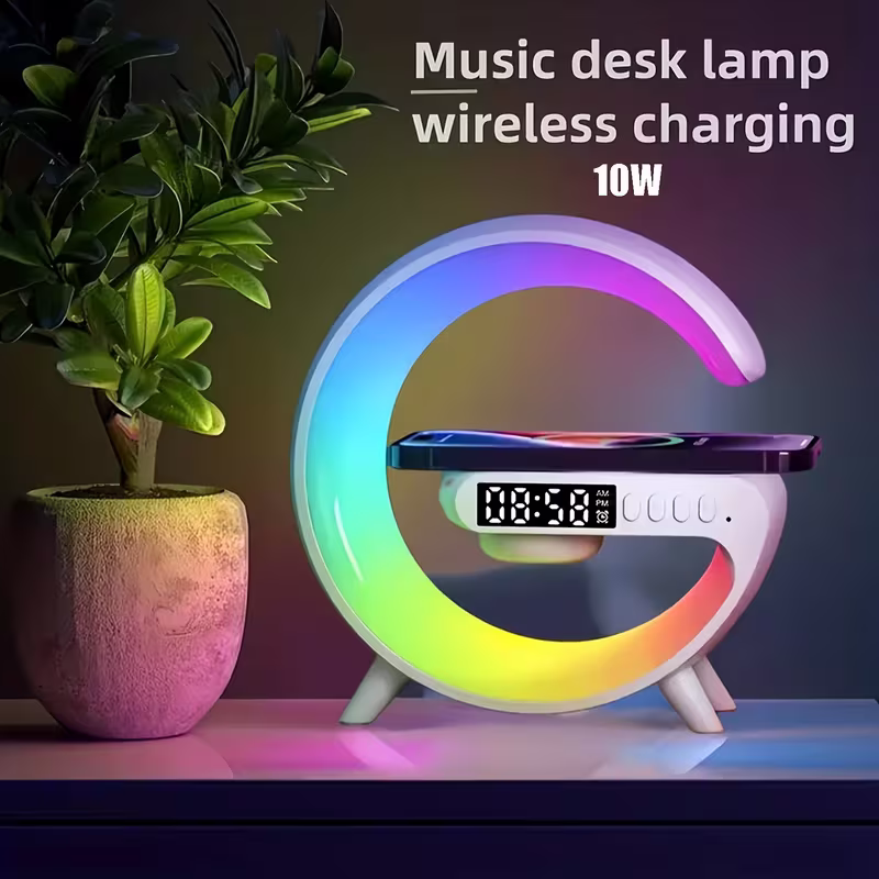 Wireless speaker with mobile phone charger; Creative ambient light night light; multi-functional music speaker suitable for teenagers and adults; bedroom bedside sound gift