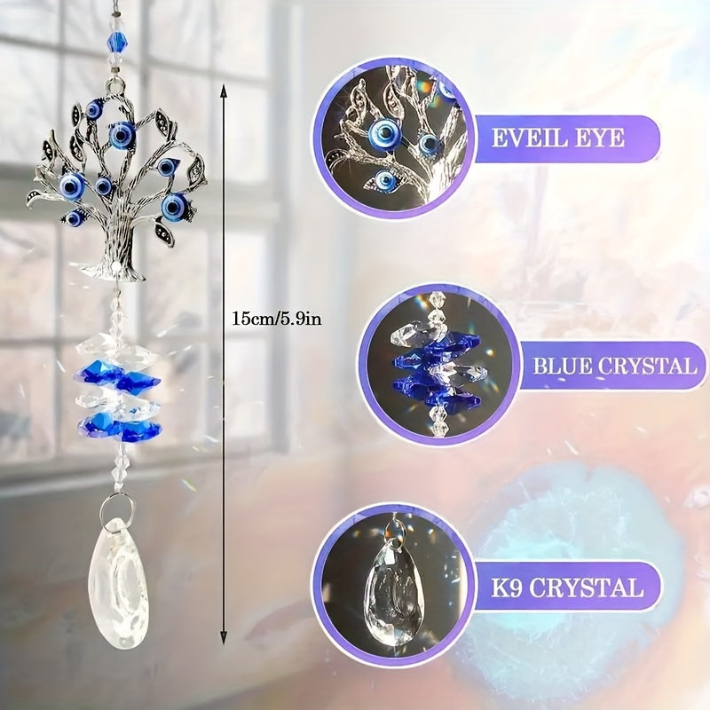3pc Evil Eye Crystal Sun Capture Pendant Suitable for Home Window Decoration and Garden Hanging Decoration