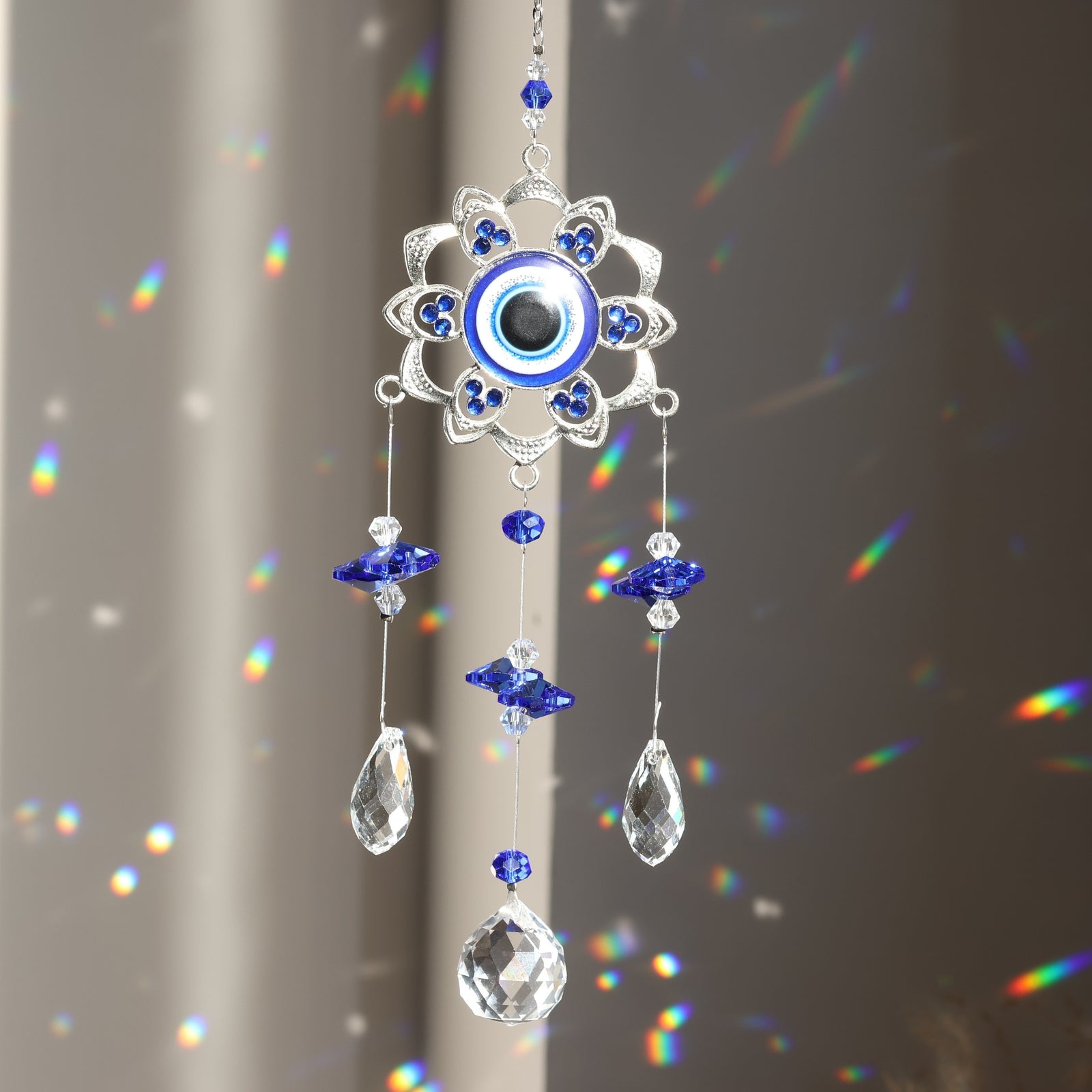 3pc Evil Eye Crystal Sun Capture Pendant Suitable for Home Window Decoration and Garden Hanging Decoration