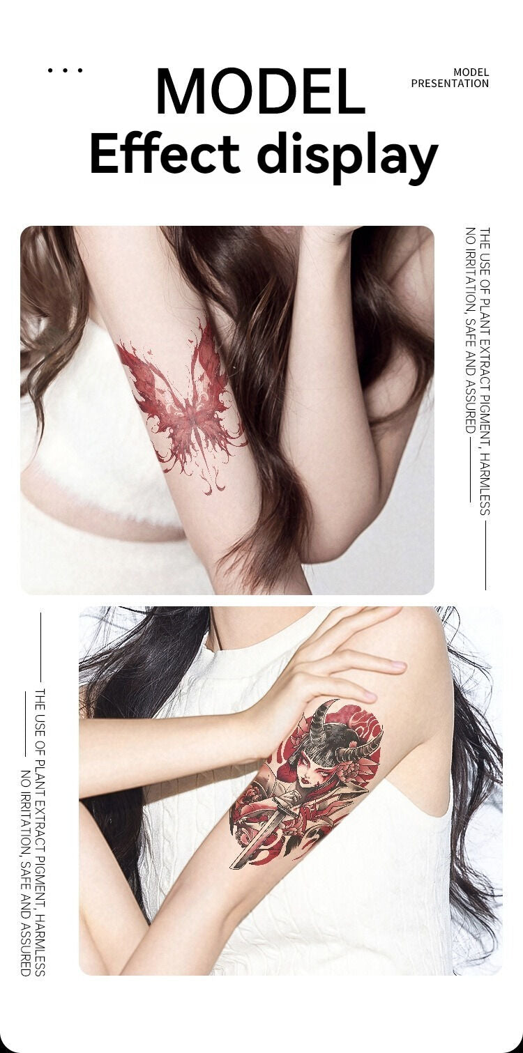 8 new colorful half-arm tattoo stickers, anime colorful waterproof resin one-time tattoo stickers