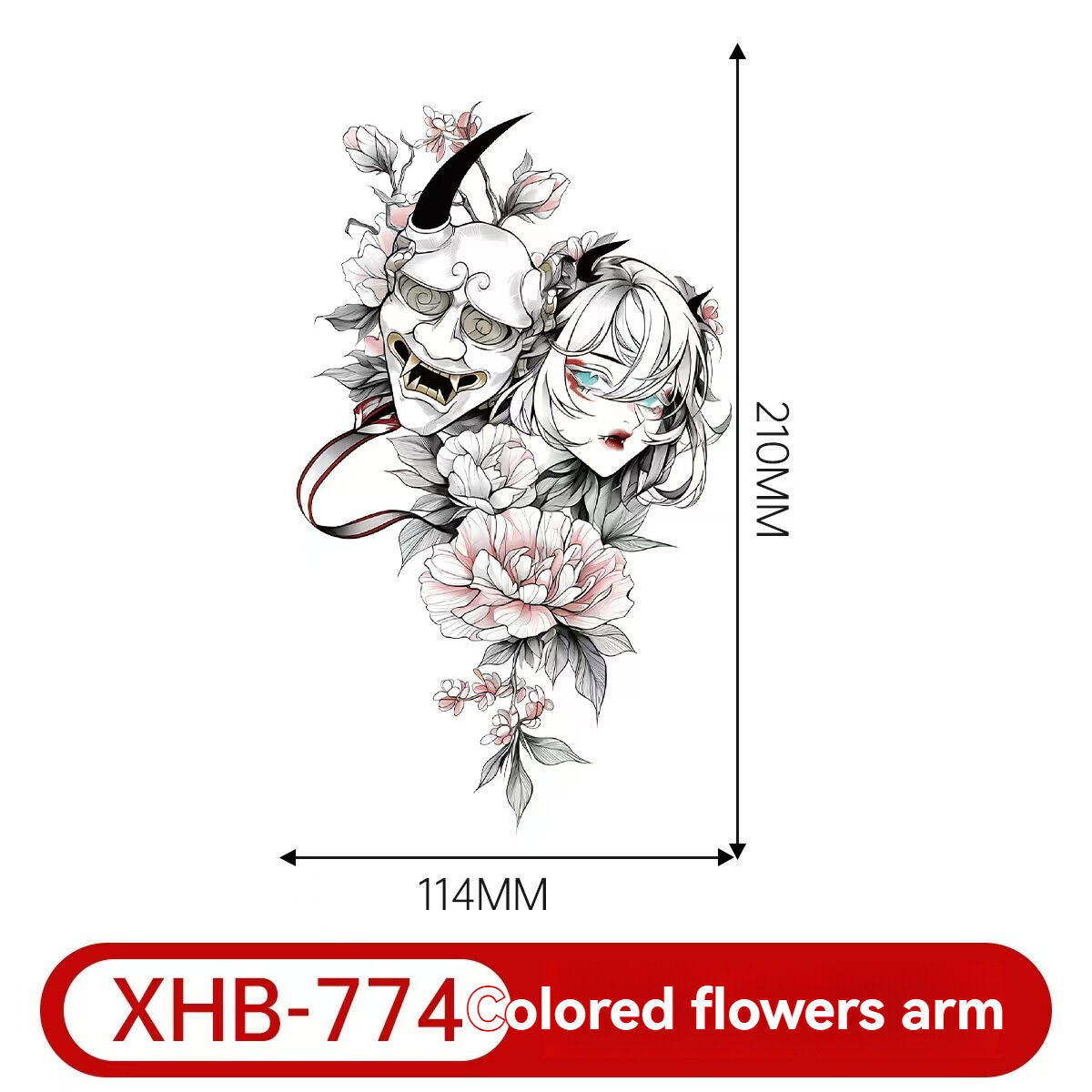 8 new colorful half-arm tattoo stickers, anime colorful waterproof resin one-time tattoo stickers
