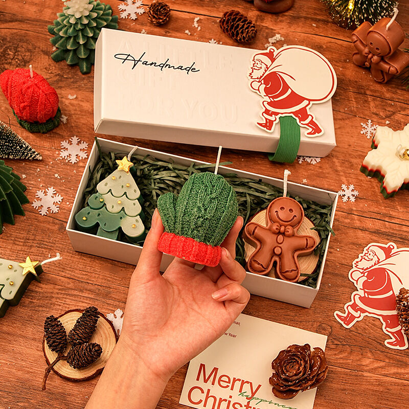 Christmas Creative Handmade Fragrance Candle Gift Box Christmas Tree Little Deer Shape Incense Candle Gift Box