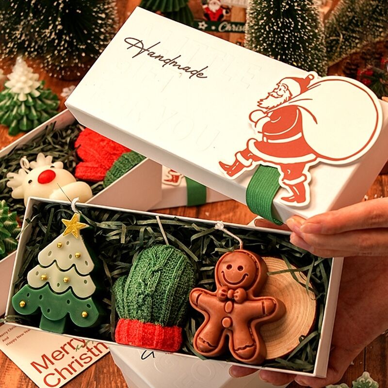 Christmas Creative Handmade Fragrance Candle Gift Box Christmas Tree Little Deer Shape Incense Candle Gift Box