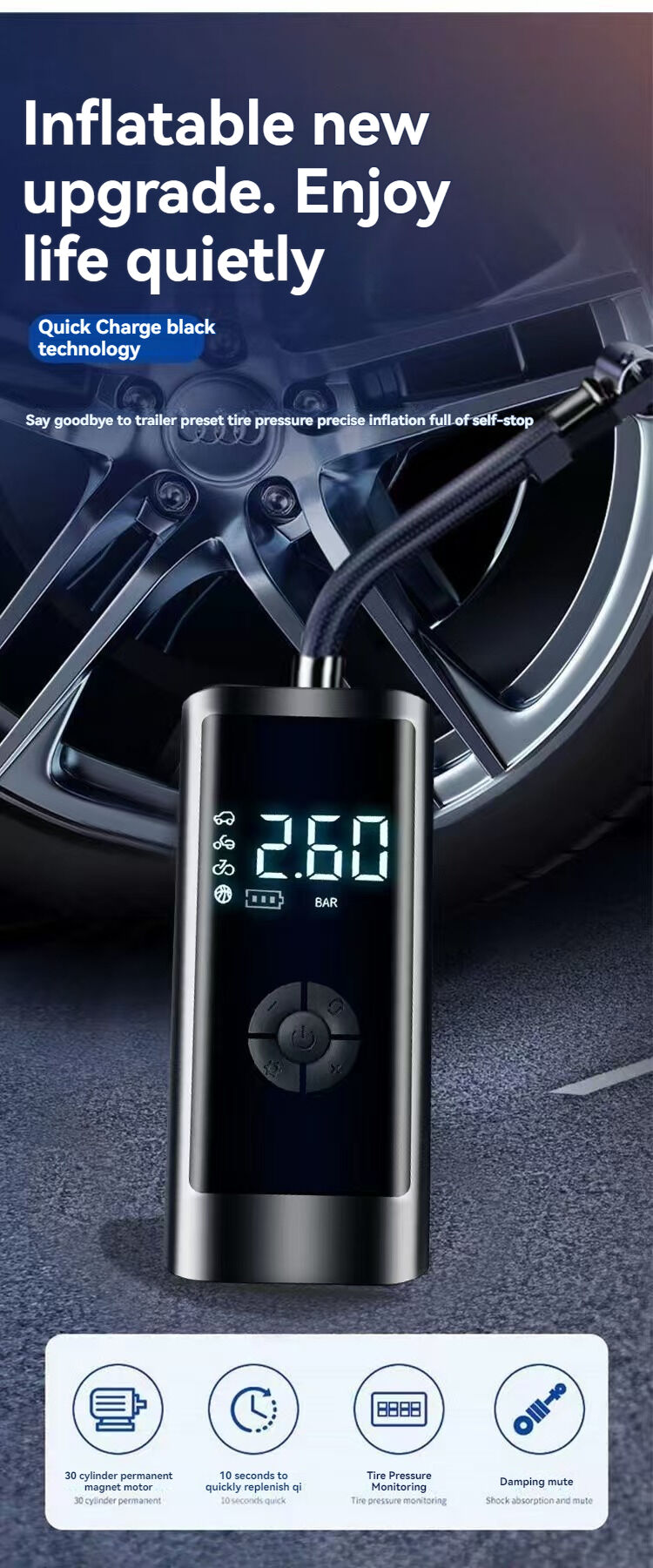 Car portable car motorcycle tire automatic inflator