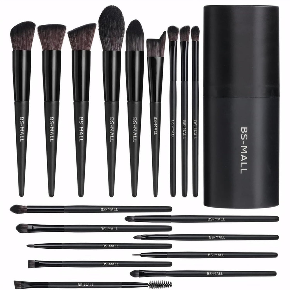 Black Professional Makeup Brush Set (18-Piece): Cruelty-Free, Versatile for Foundation, Blush &amp; Eyeshadow, Ideal for Aussies