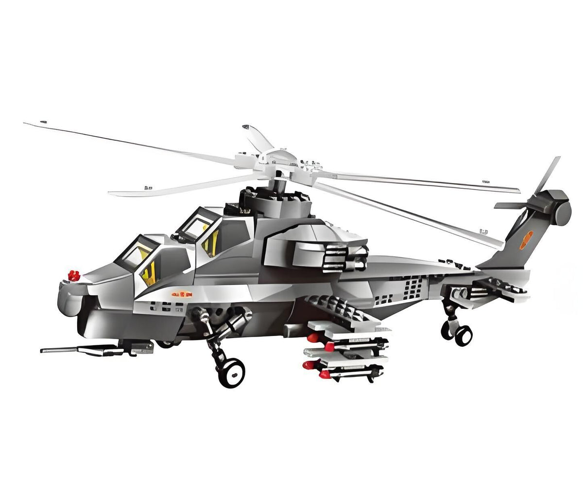 Christmas gift WZ-10 Attack Helicopter Building Blocks Set, 264 Pieces Military Model Kit for Kids Aged 6+ &amp; Enthusiasts（WZ10 helicopter gunship）