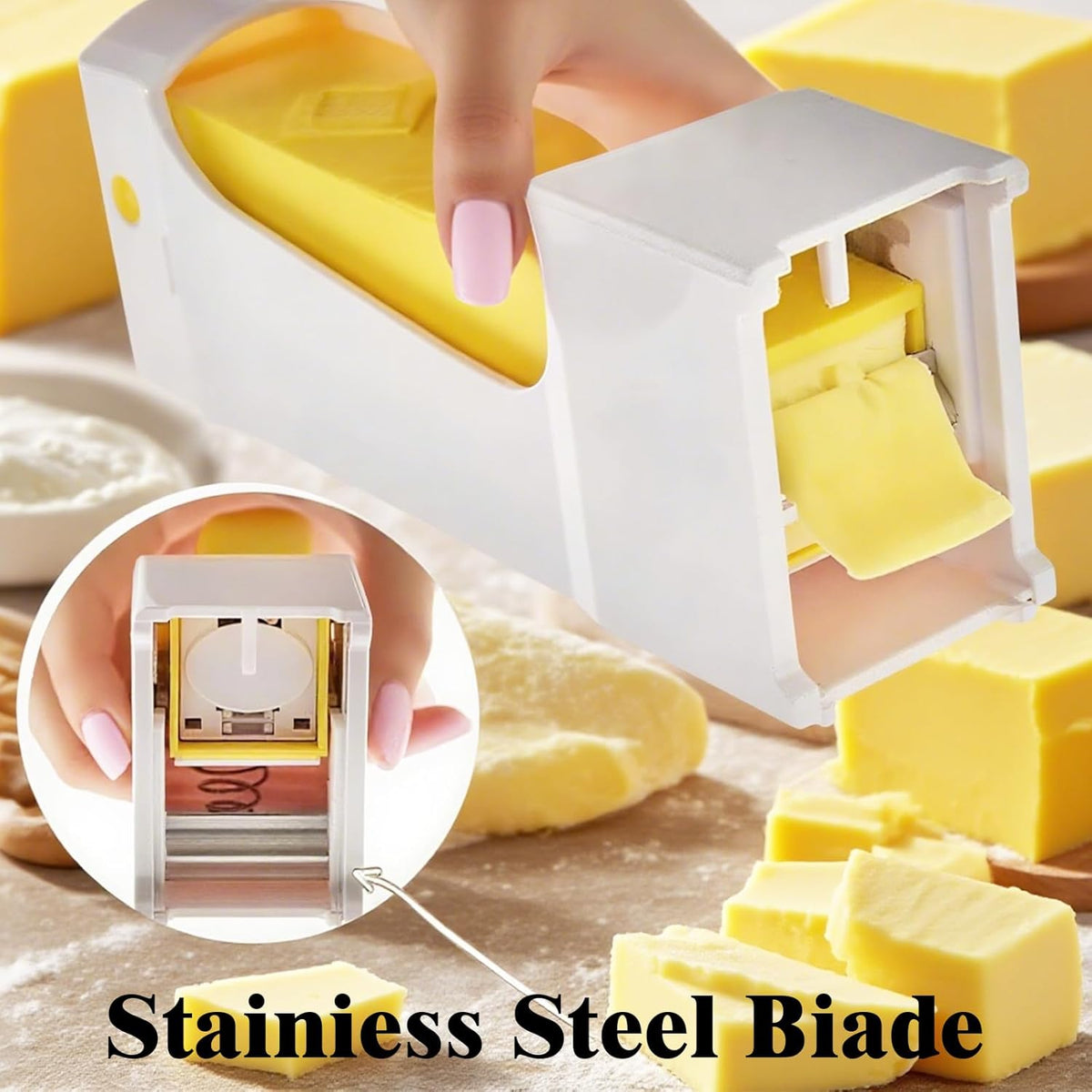 Butter Slicer for Pre-Sliced Butter & Cheese Cutter with Storage Container - Kitchen Tool for Baking, Cooking, Sandwiches, Bread, Cookies (1PC)