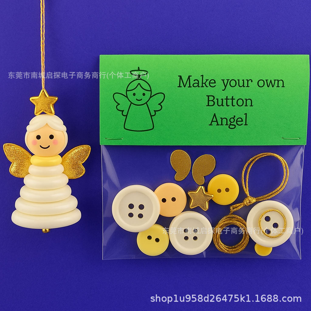 Christmas gift Christmas Button Ornament - Festive Santa Design Craft Kit （green Christmas tree）