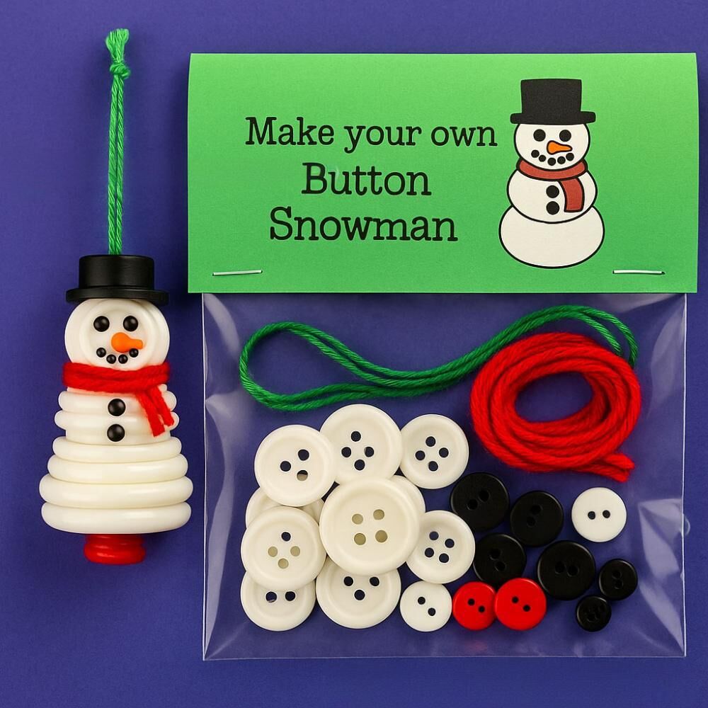 Christmas gift Christmas Button Ornament - Festive Santa Design Craft Kit （Snowman）
