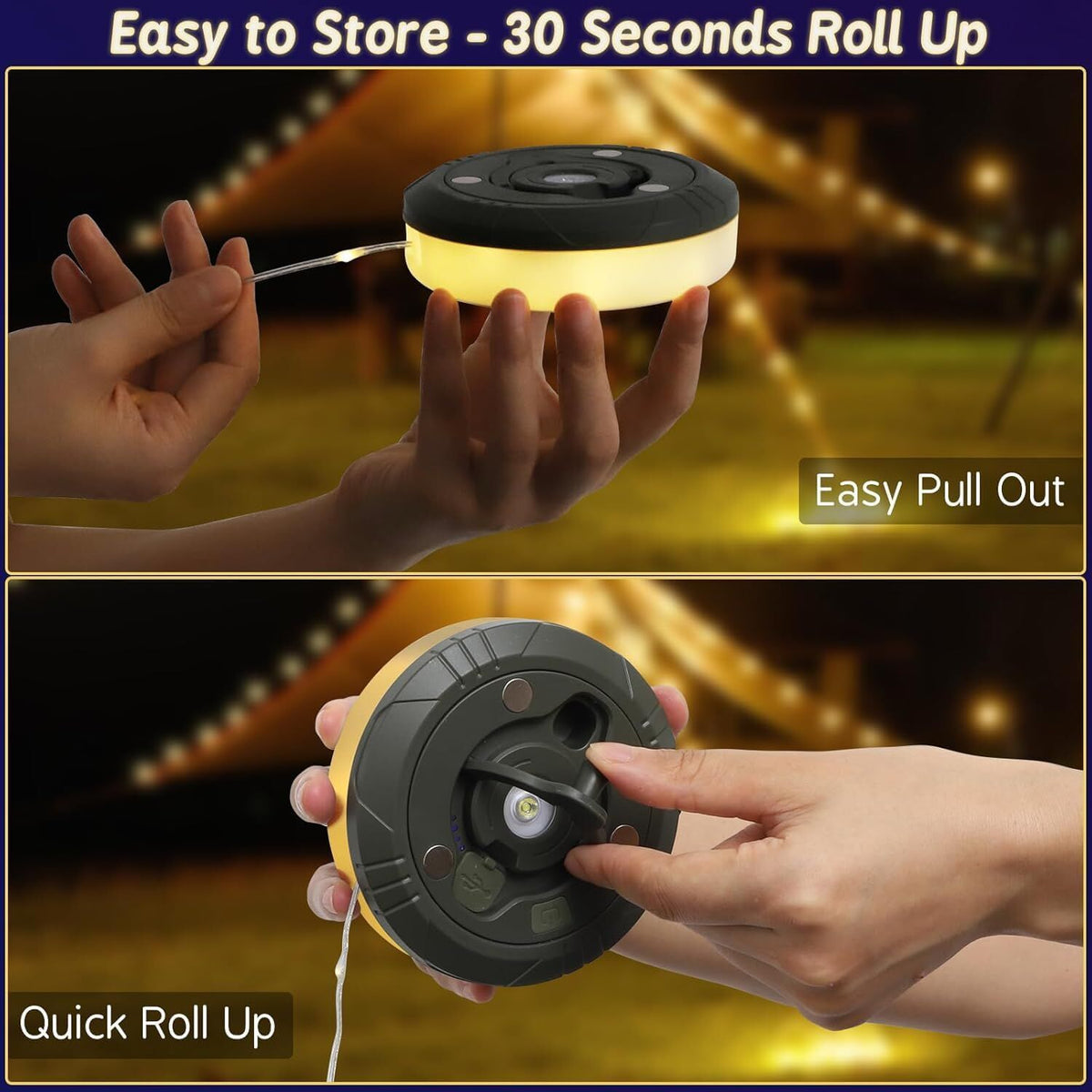 Solar Camping String Lights: 5-Mode IPX4 Waterproof USB/Solar Powered 2-in-1 for Outdoor Tents, Hiking & Party Decor