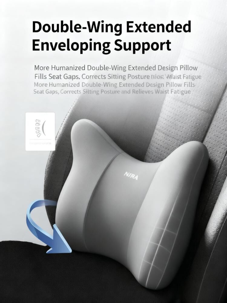 Christmas gift Car Headrest & Lumbar Support Set, Ergonomic Plush Cushion for Driver & Passenger, Comfort & Spine Protection for Long Drives（blue）