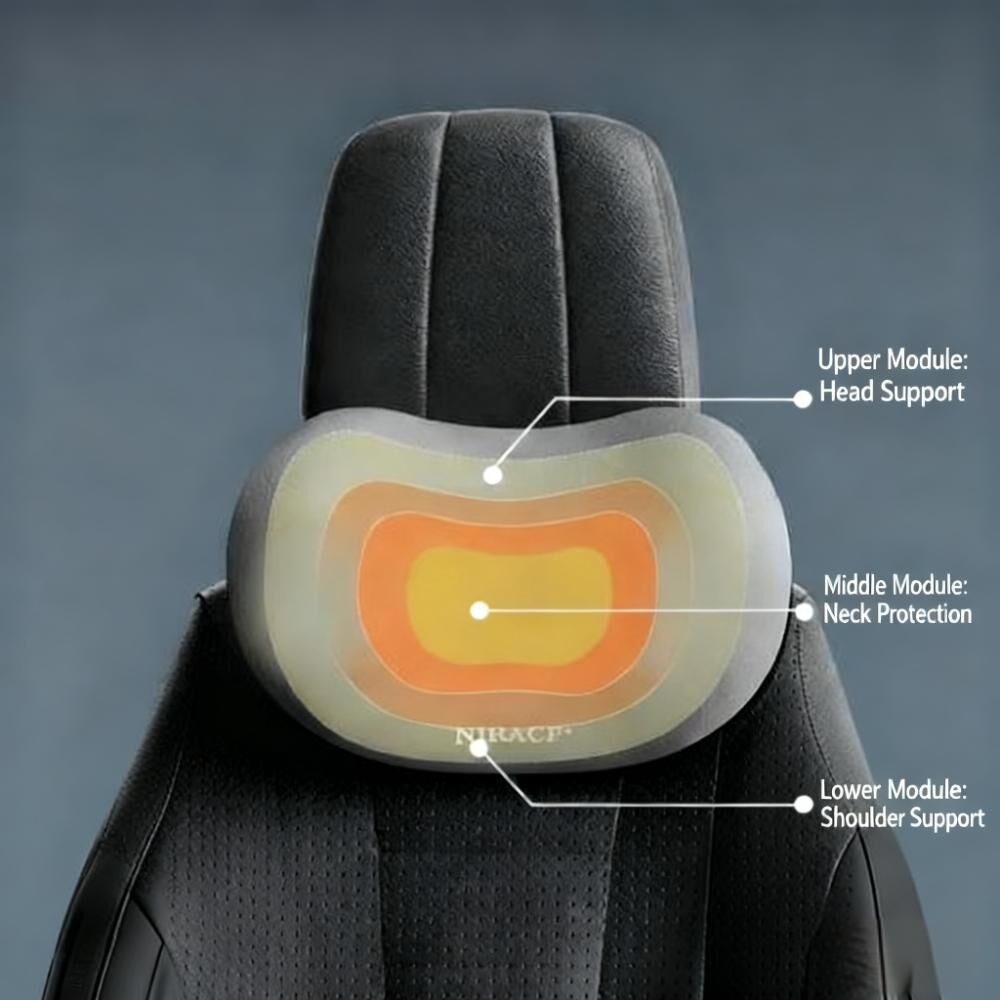 Christmas gift Car Headrest & Lumbar Support Set, Ergonomic Plush Cushion for Driver & Passenger, Comfort & Spine Protection for Long Drives（grey）