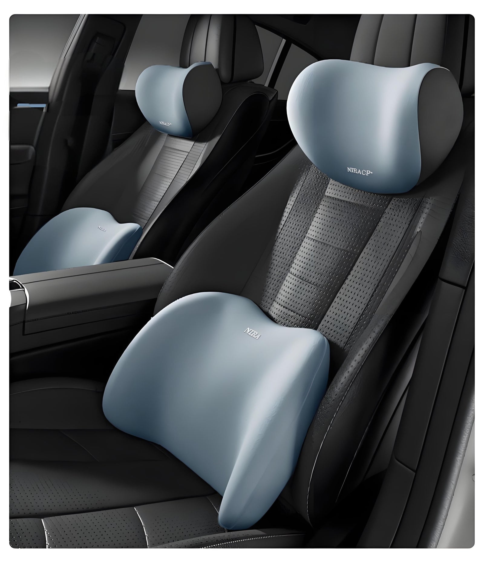 Christmas gift Car Headrest & Lumbar Support Set, Ergonomic Plush Cushion for Driver & Passenger, Comfort & Spine Protection for Long Drives（grey）