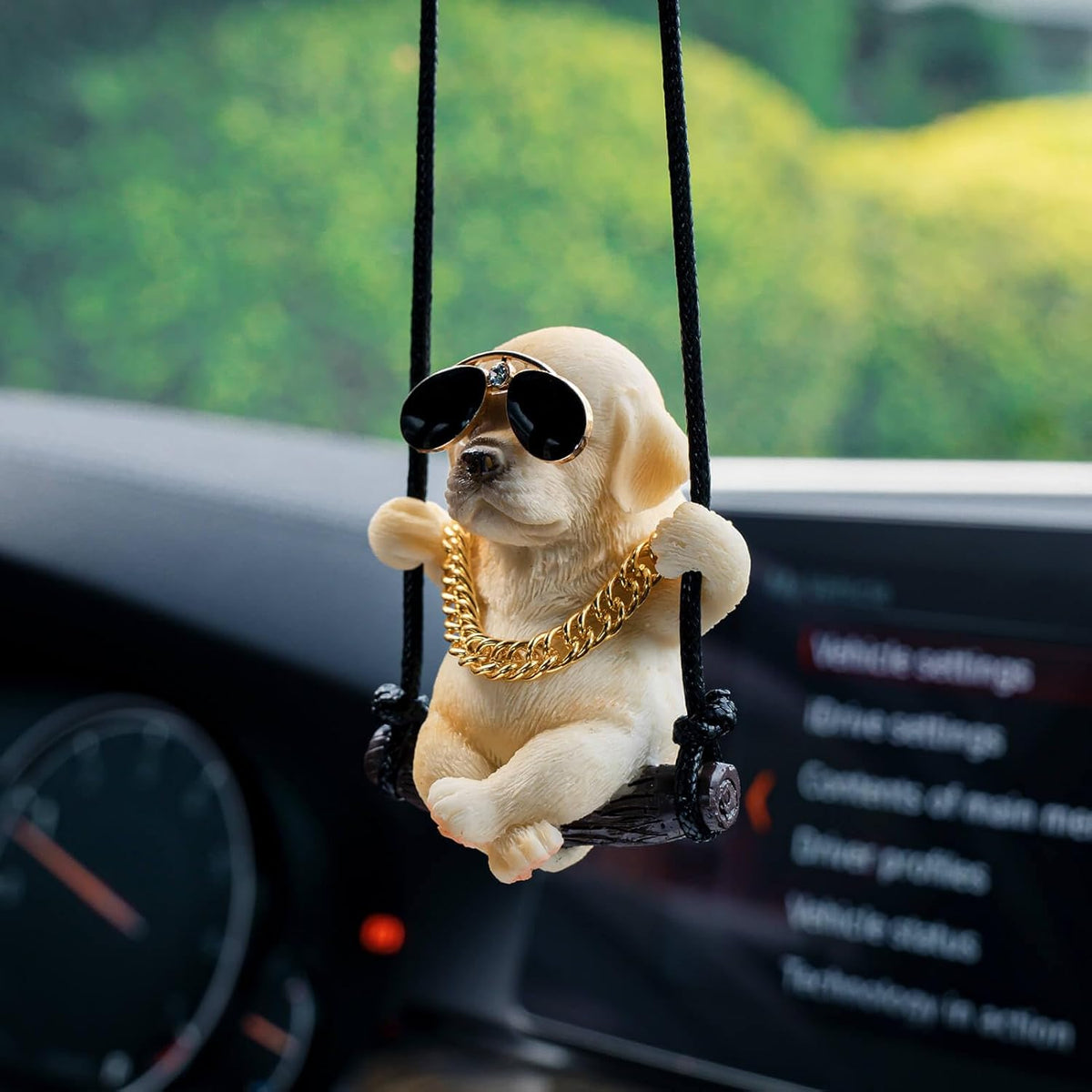 Cute Swinging Labrador Car Mirror Ornament: Yellow Retriever Hanging Accessory for Australian Drivers &amp; Dog Lovers