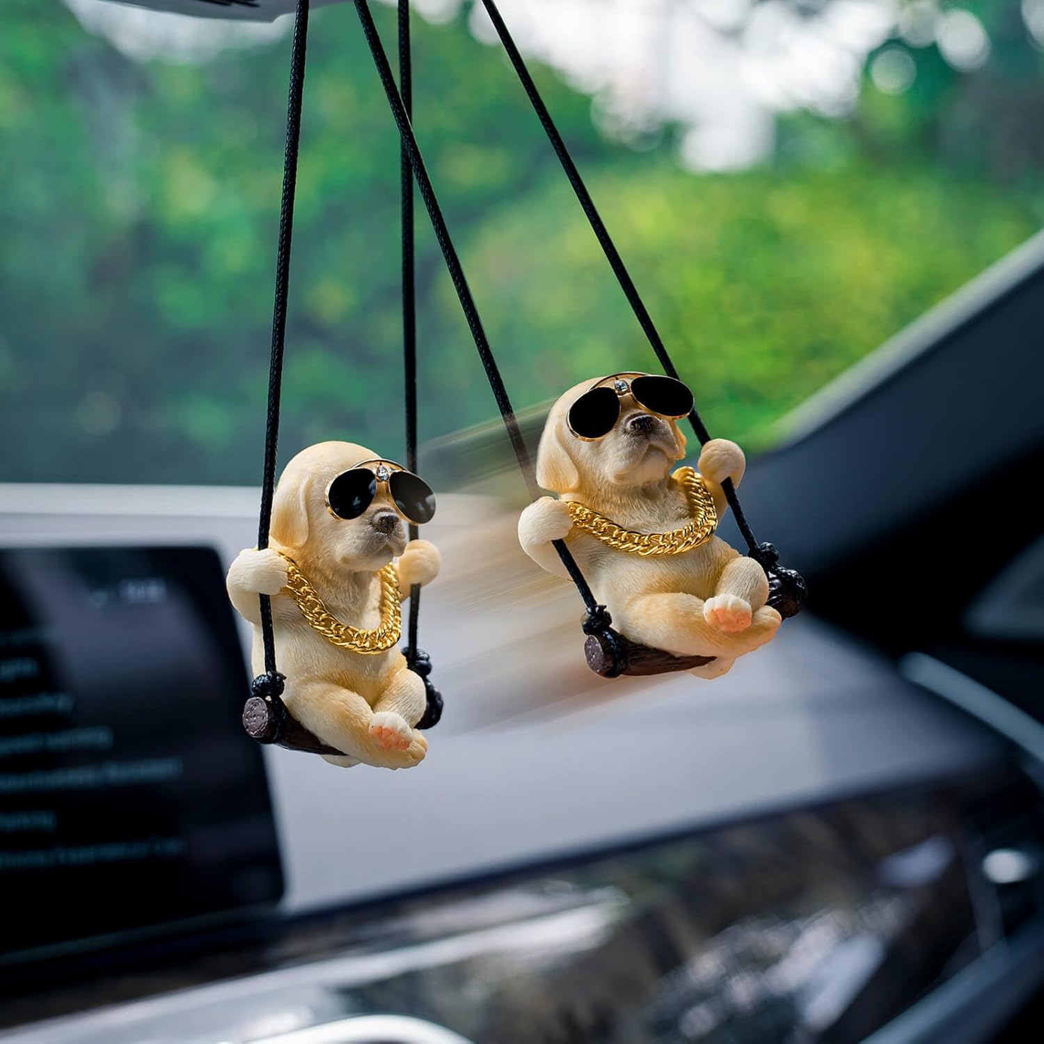 Cute Swinging Labrador Car Mirror Ornament: Yellow Retriever Hanging Accessory for Australian Drivers & Dog Lovers