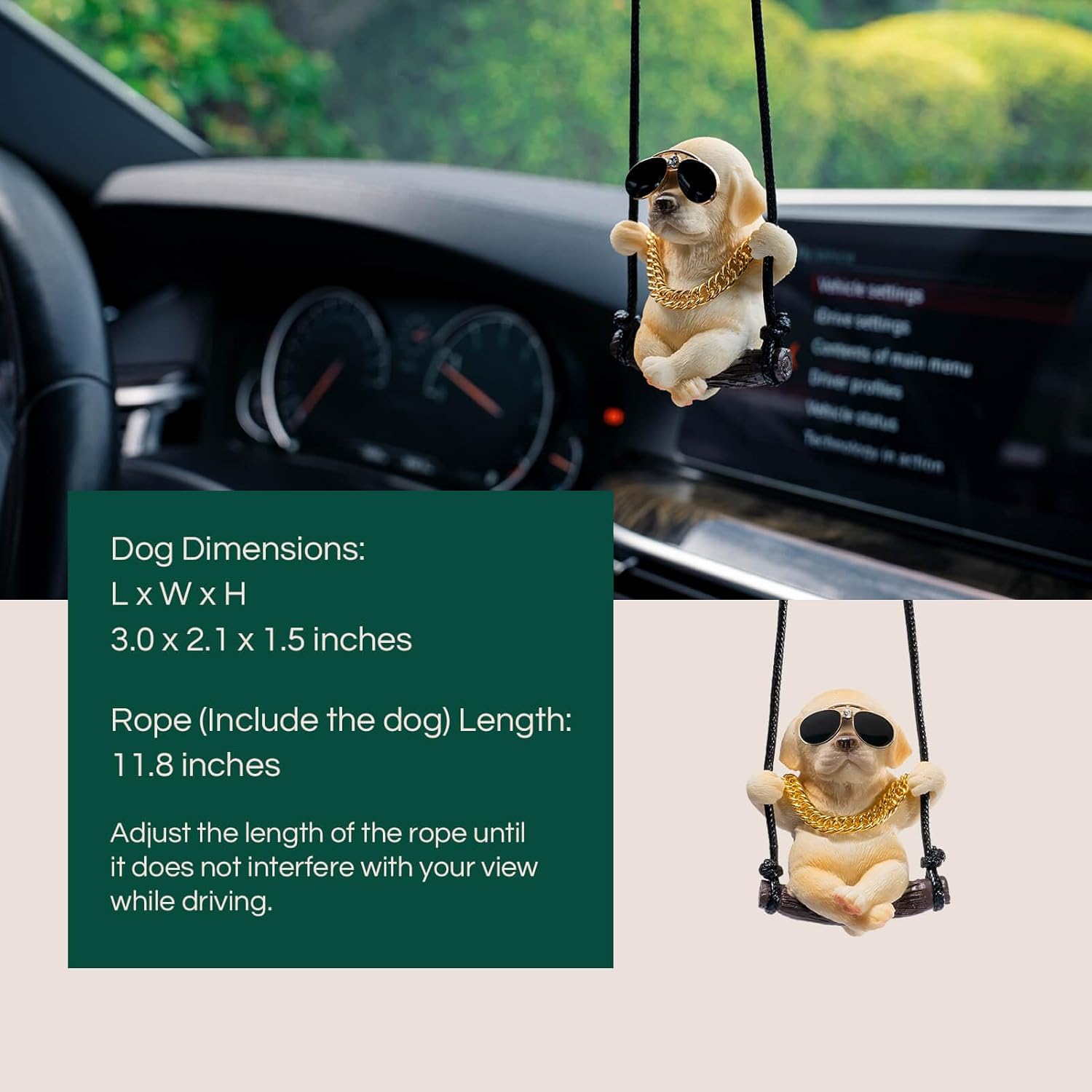 Cute Swinging Labrador Car Mirror Ornament: Yellow Retriever Hanging Accessory for Australian Drivers & Dog Lovers