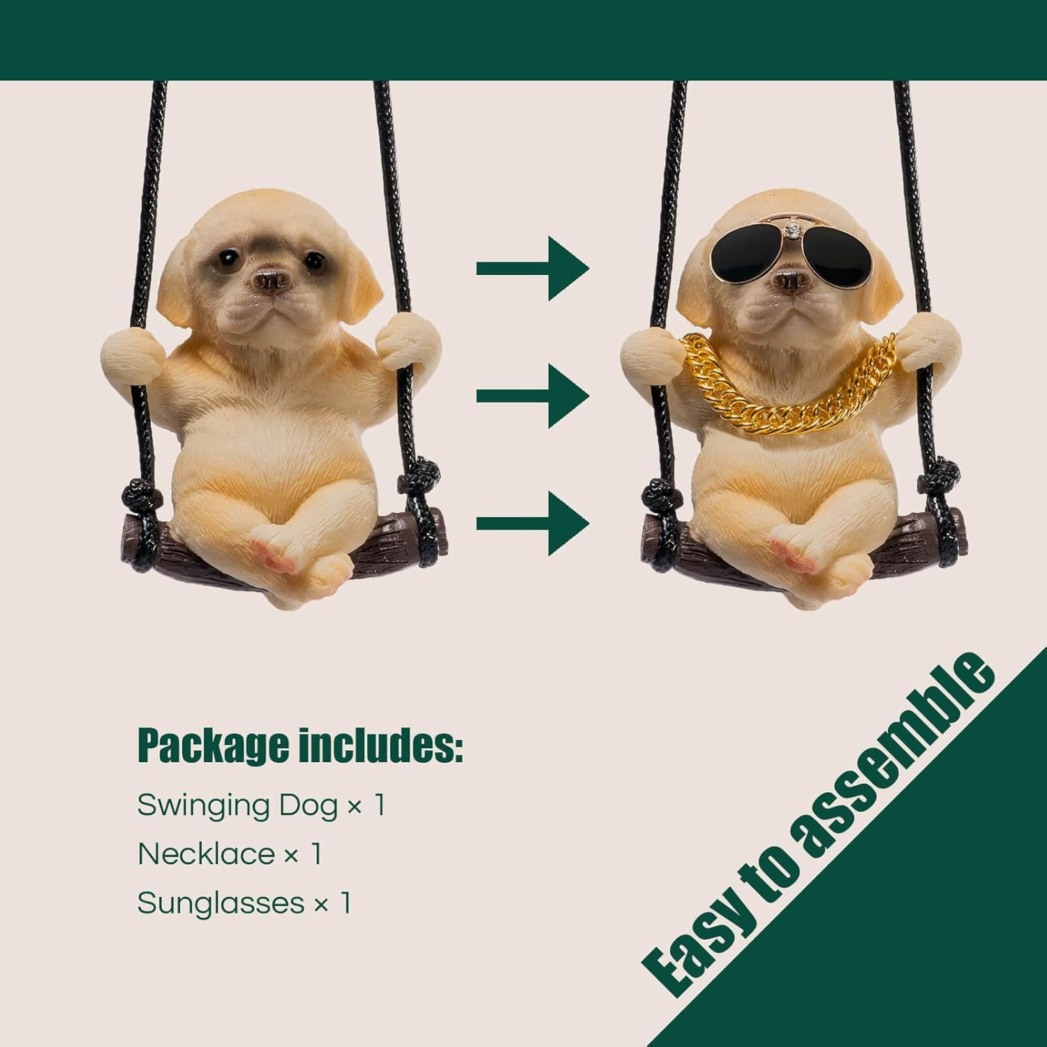 Cute Swinging Labrador Car Mirror Ornament: Yellow Retriever Hanging Accessory for Australian Drivers & Dog Lovers