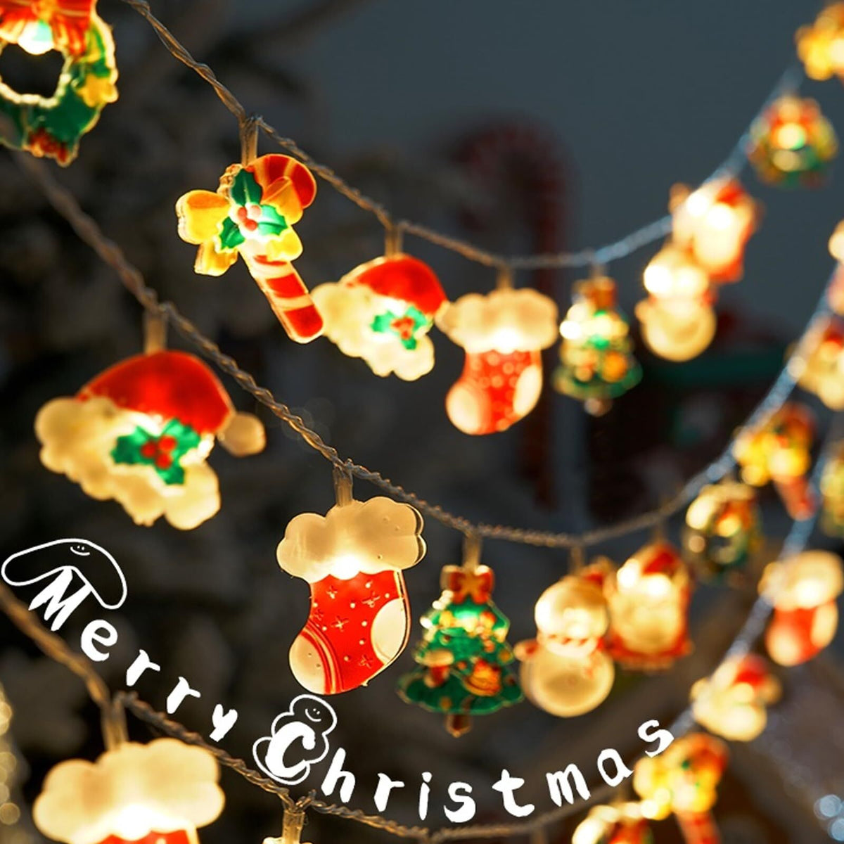 3M 20-LED Christmas Fairy String Lights: Santa/Snowman/Wreath Battery-Powered Warm White Decor for Home/Party