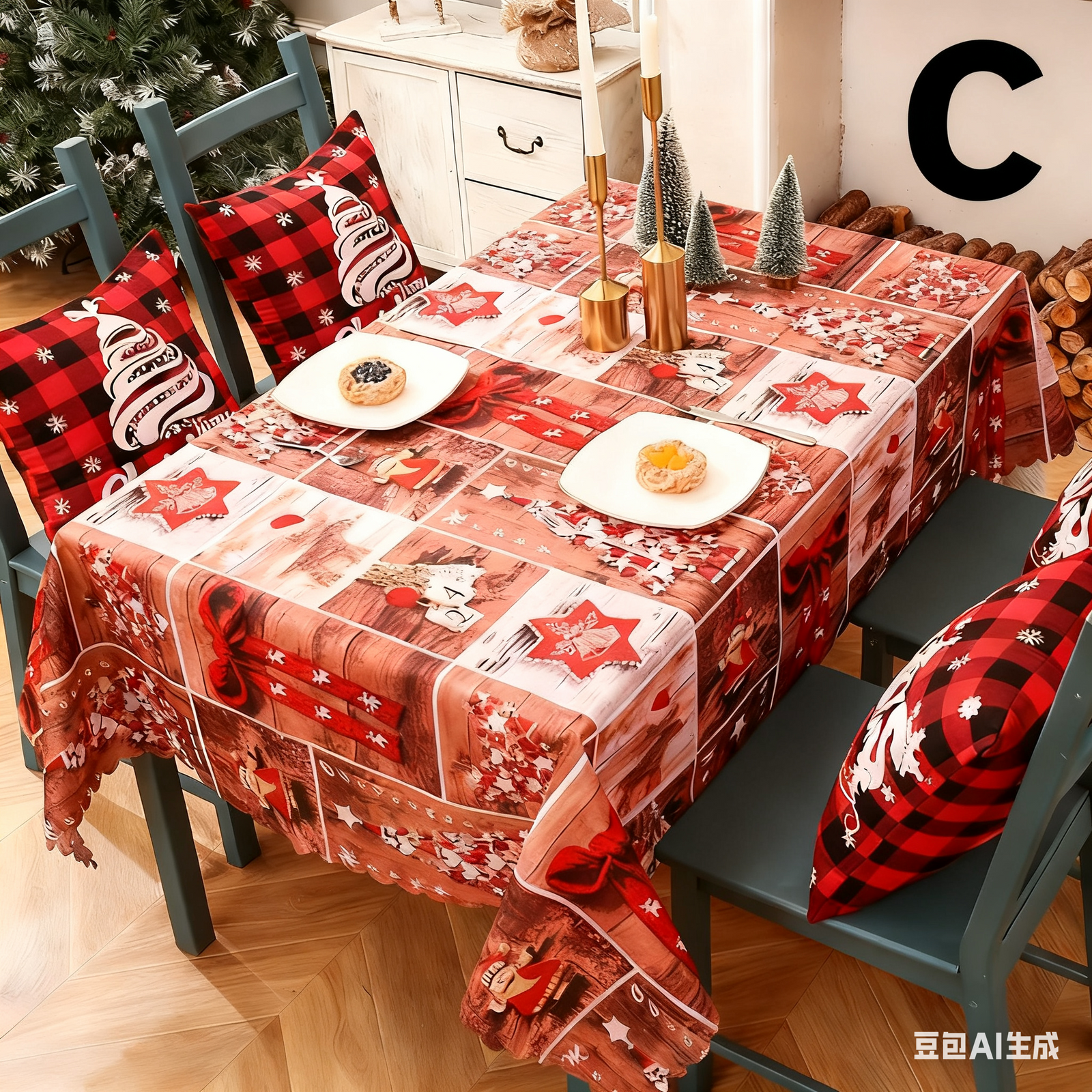 Christmas gift Christmas Tablecloth - Festive 180x150cm Table Cover for Holiday Dining & Home Decor（A）