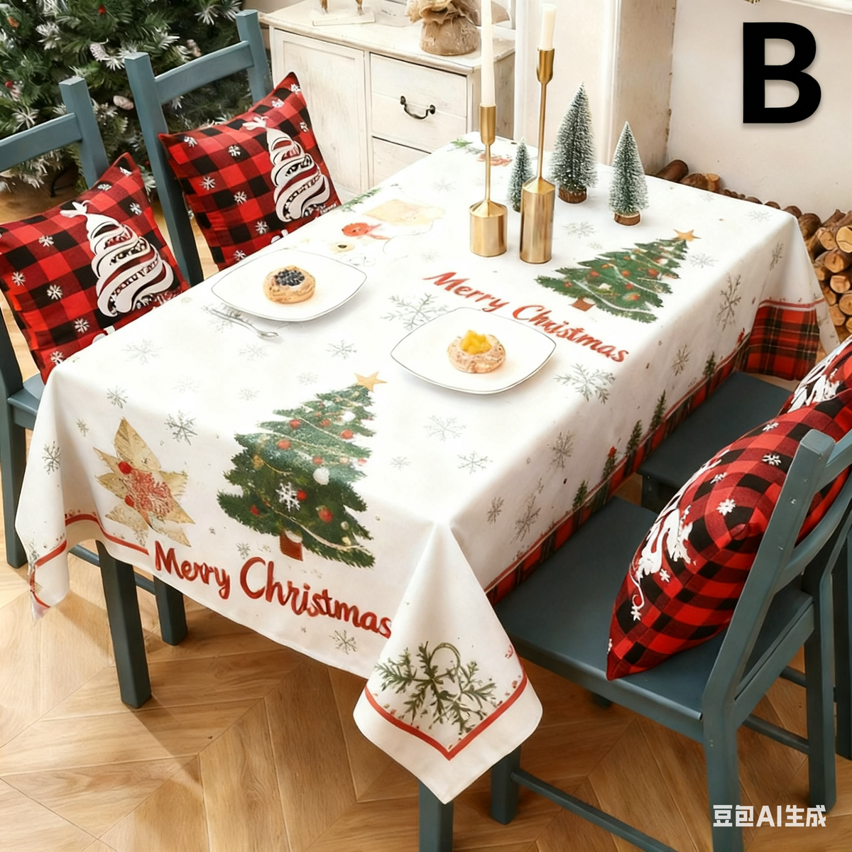 Christmas gift Christmas Tablecloth - Festive 180x150cm Table Cover for Holiday Dining &amp; Home Decor（B）
