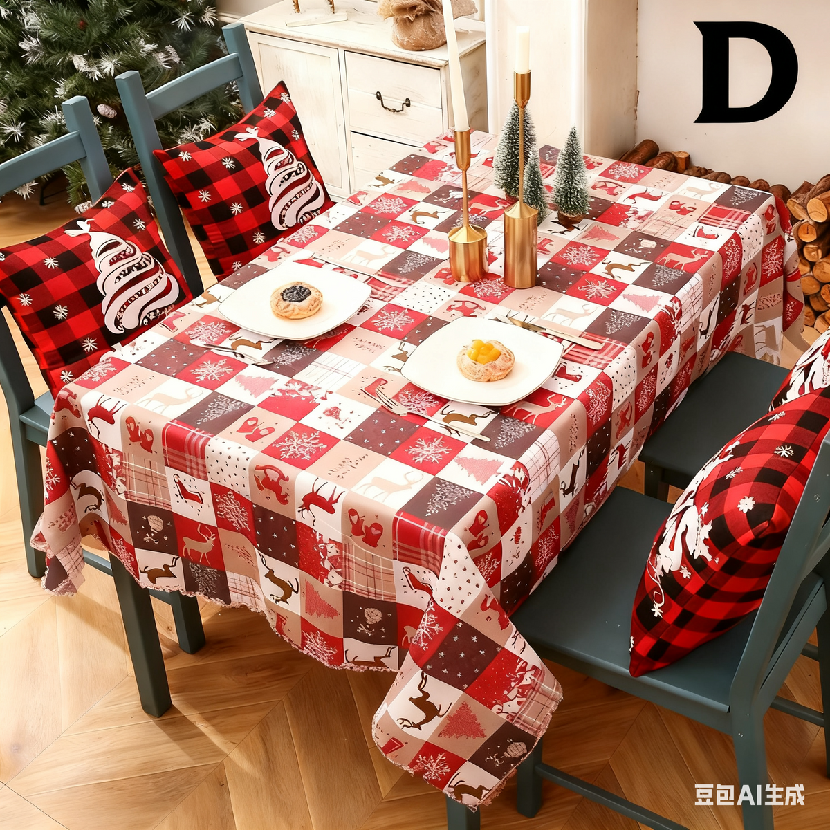 Christmas gift Christmas Tablecloth - Festive 180x150cm Table Cover for Holiday Dining & Home Decor（F）