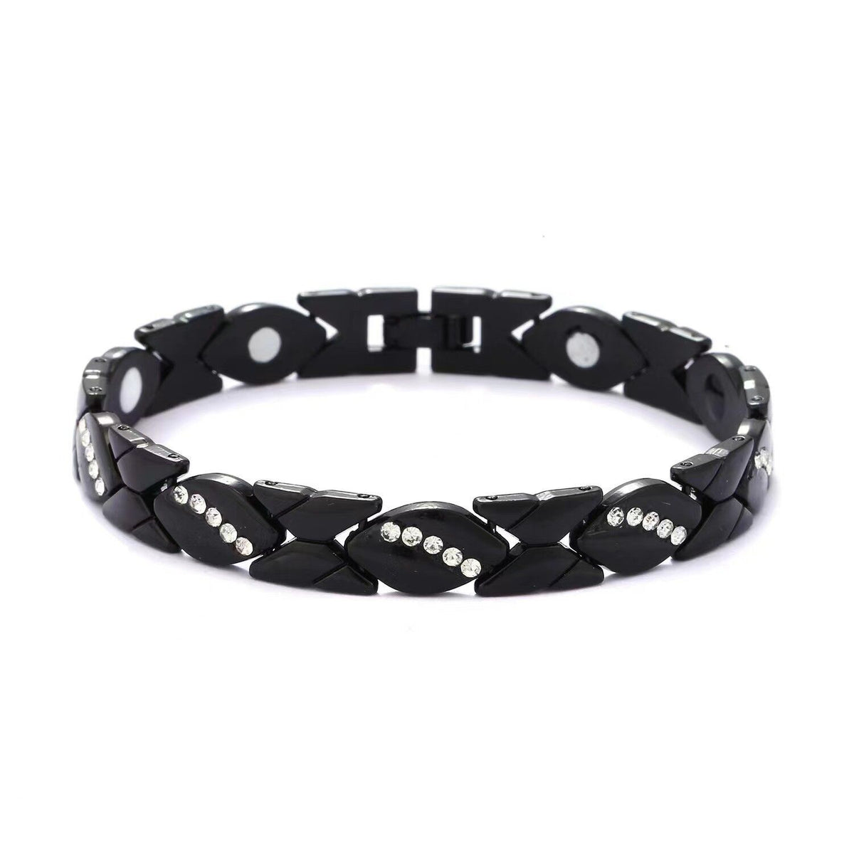 Christmas gift Stylish Ancient Copper Magnetic Therapy Bracelet with Diamond Accents - Enhance Health & Elegance（Rose gold）