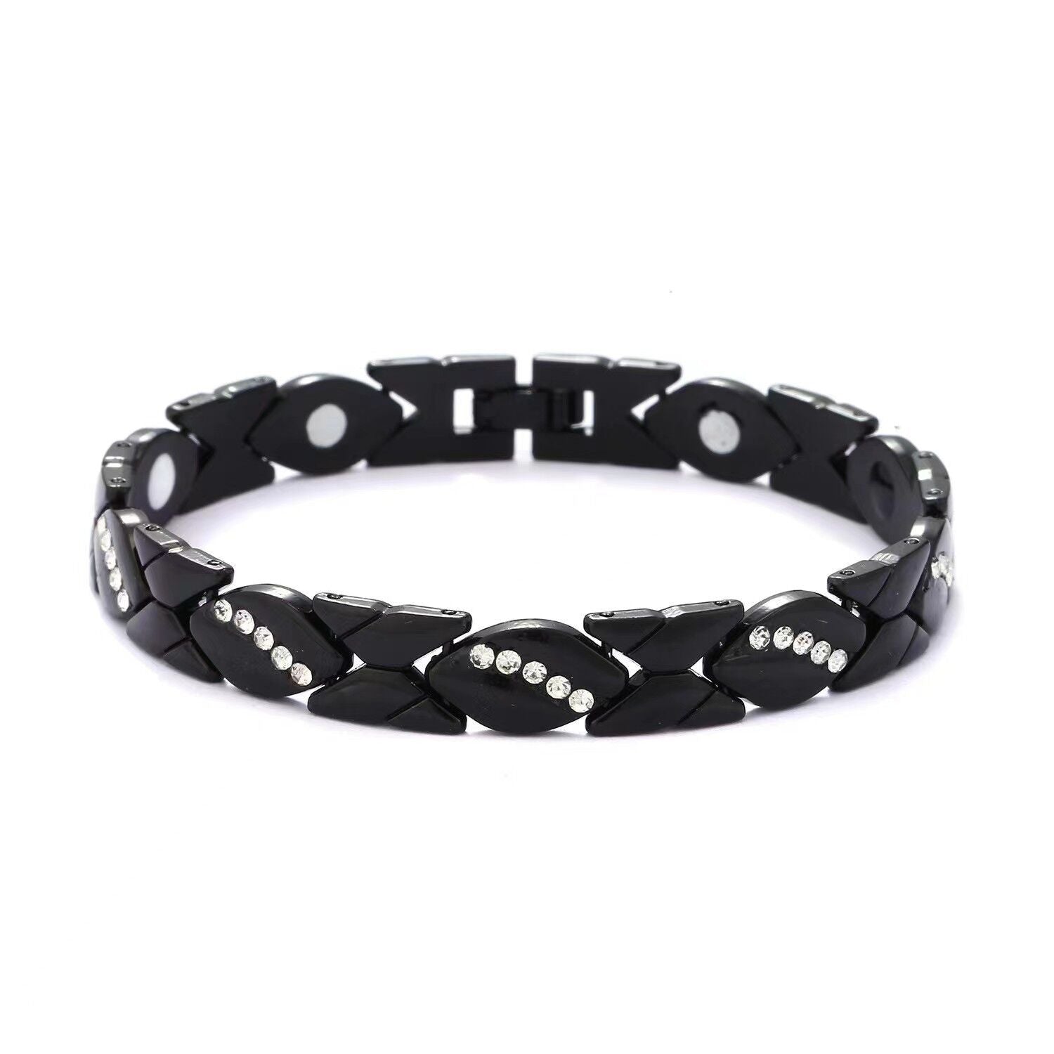 Christmas gift Stylish Ancient Copper Magnetic Therapy Bracelet with Diamond Accents - Enhance Health & Elegance（Rose gold）