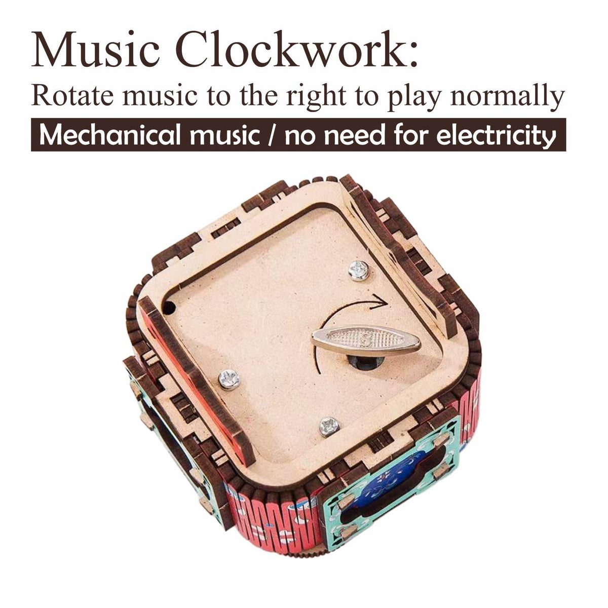 3D Wooden Music Box with LED Light – DIY Mechanical Puzzle Kit, Handcrafted Jewelry Storage, Romantic Gift for Her or Him (Red)