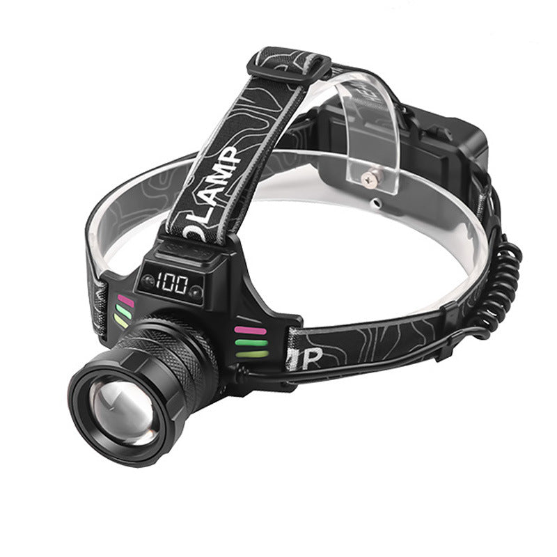 Bright LED Headlamp with Digital Display &amp; Motion Sensor – Rechargeable 3500 Lumens Flashlight for Camping, Hiking, Fishing, and Night Running (Black)