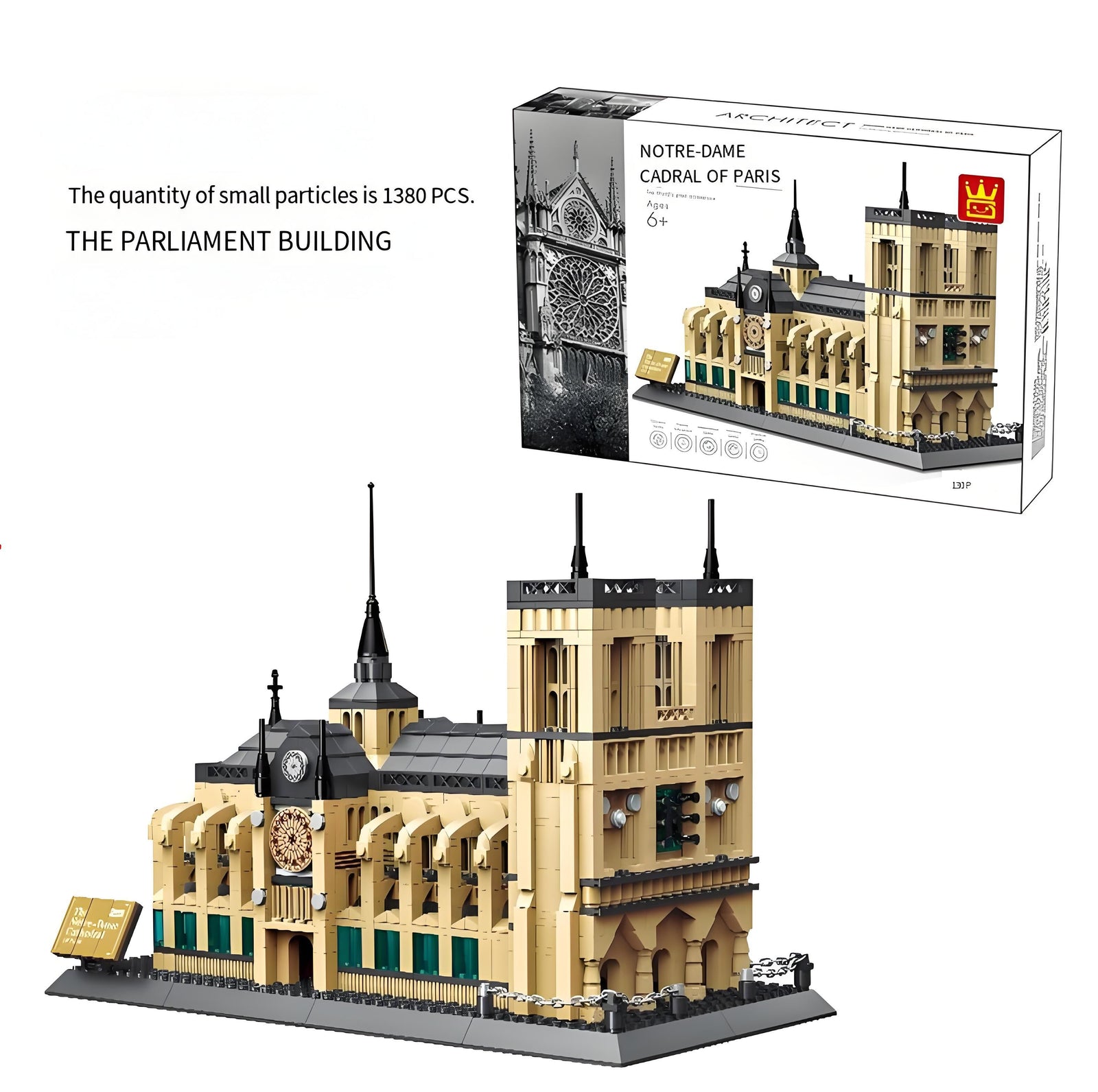 Notre-Dame Cathedral of Paris Mini Building Blocks Model – Iconic Gothic Landmark for Home Display, Educational Play & Gift-Giving (Beige) | Other Architectural Models Available In-Store