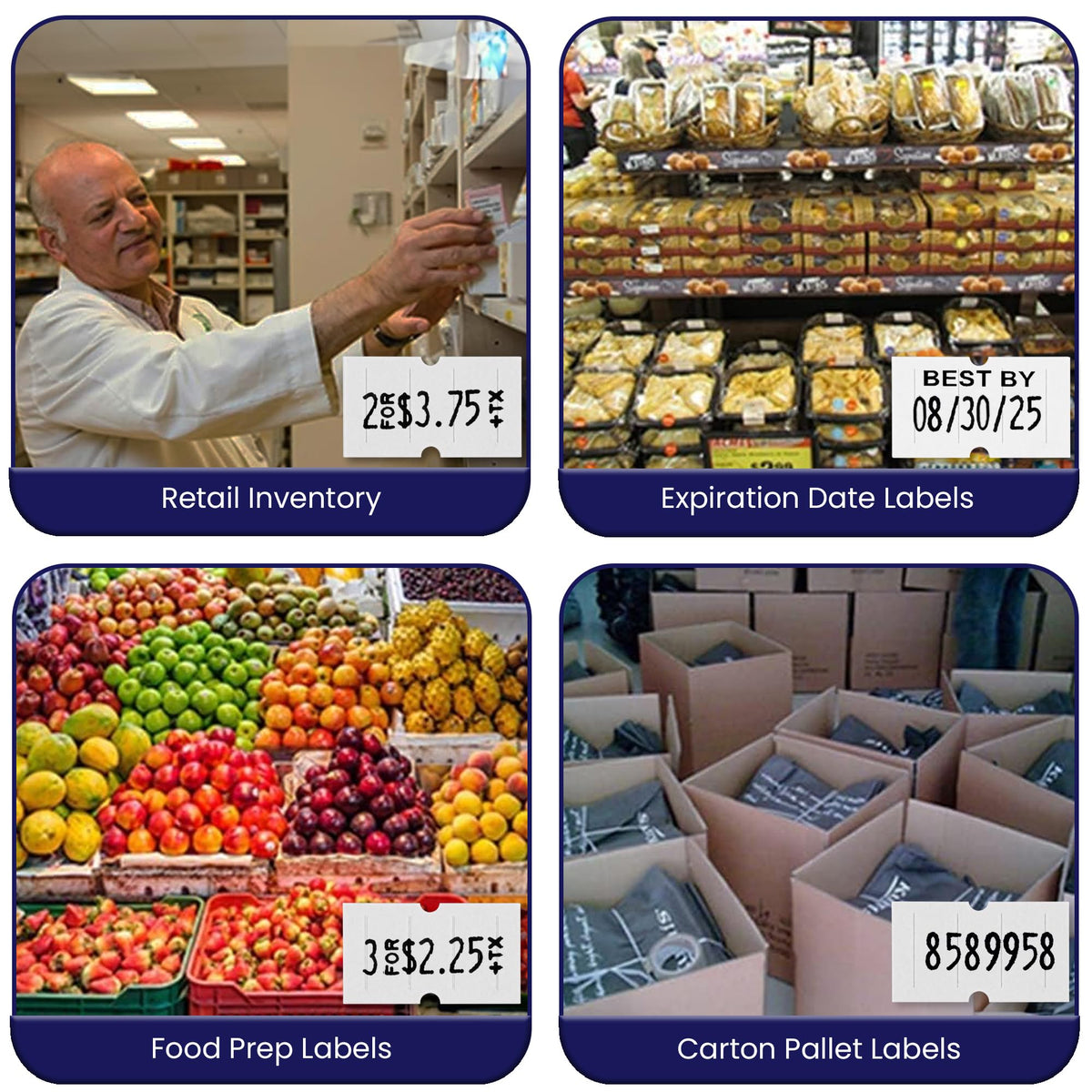 8-Digit Price Label Gun with 6 Rolls of Labels & 2 Ink Cartridges – Date Coding Machine for Retail, Grocery, Office Use – Durable Label Maker Kit (Blue)