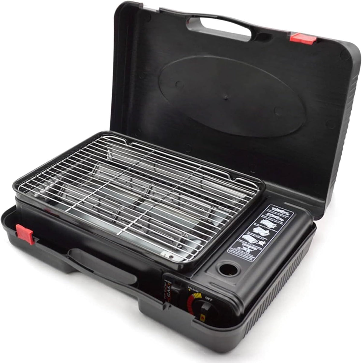 Portable Gas Grill with Removable Grate & Carry Case – Dual Fuel Outdoor Stove for Camping, Backyard BBQs & Beach Picnics (Black)