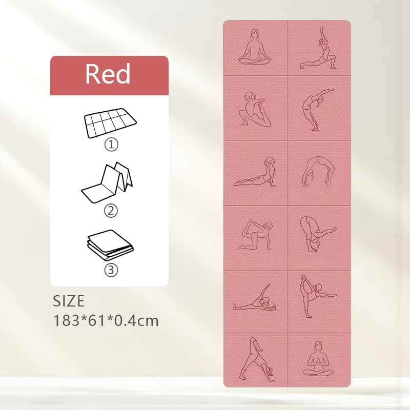 Portable Foldable Yoga Mat – Dual-Sided Non-Slip TPE Exercise Mat for Yoga, Pilates, Kids Nap & Travel (Black) | Other Colors Available in Store