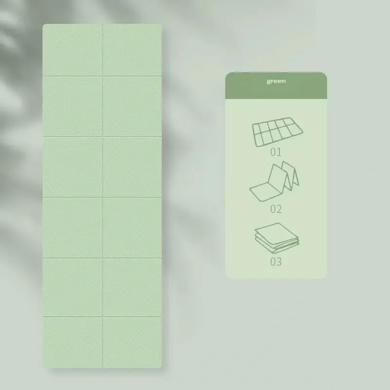 Portable Foldable Yoga Mat – Dual-Sided Non-Slip TPE Exercise Mat for Yoga, Pilates, Kids Nap &amp; Travel (Green) | Other Colors Available in Store