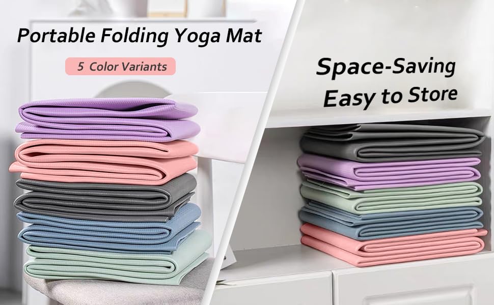 Portable Foldable Yoga Mat – Dual-Sided Non-Slip TPE Exercise Mat for Yoga, Pilates, Kids Nap & Travel (Green) | Other Colors Available in Store