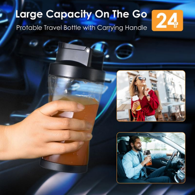 Portable Blender with 360W Motor – Wireless 24oz Juicer, USB-C Rechargeable, Self-Cleaning, 6-Blade, BPA-Free (Black Transparent) | Other Colors Available in Store