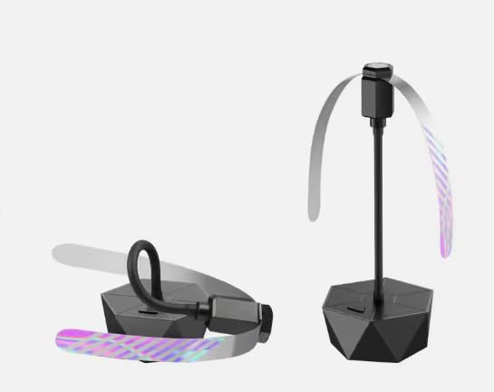 Rechargeable Anti-Fly Fan for Table – Foldable Holographic Blade Insect Repeller with Soft-Stop Safety, USB Charging for Indoor Outdoor Use, Picnic, BBQ, Kitchen, and Camping (Black)